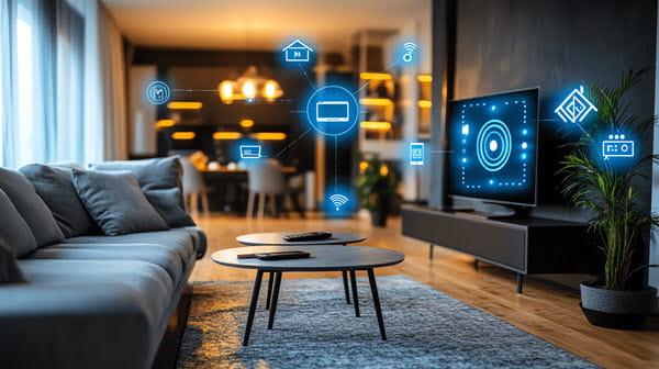 Illustration showing home devices connectivity