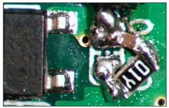 Demonstrating the Fix - 1 Ω resistor in series with the ceramic capacitor
