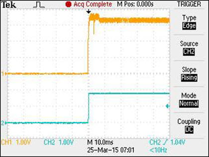 3.3 V supply exhibits overshoot before settling down to a noisy nominal voltage